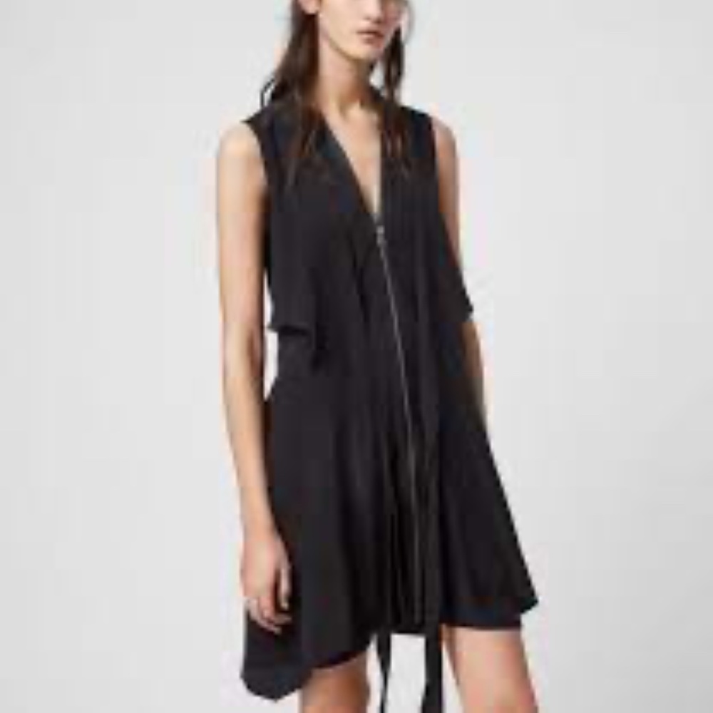 NWT Allsaints Jayda Zip-Front Silk Dress sz XS